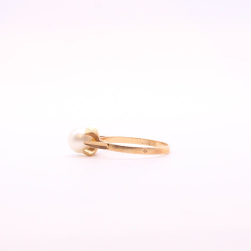 Bague Bague solitaire avec perle de culture or jaune 58 Facettes