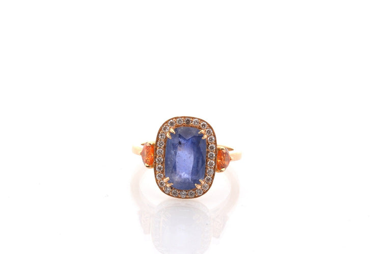 Bague 52 Bague saphir de 2,67cts, saphirs orange et diamants 58 Facettes 2668