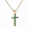 Collier Croix or jaune émeraudes 58 Facettes 24-328B