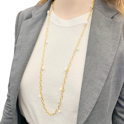 Collier Sautoir Pomellato, "Capri", or rose, céramique blanche. 58 Facettes 33659