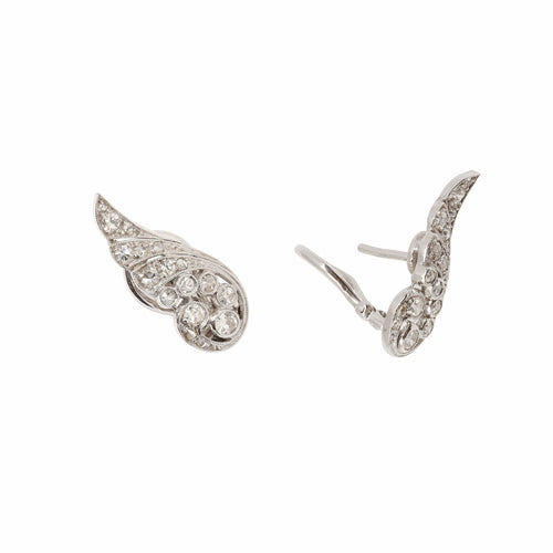 Boucles d'oreilles Boucles d'Oreilles Ailées Diamants Or Gris 18 Carats 58 Facettes BO233