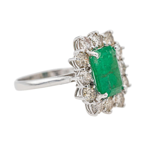 Bague Bague Or blanc Emeraude, Diamant 58 Facettes 3565535CN