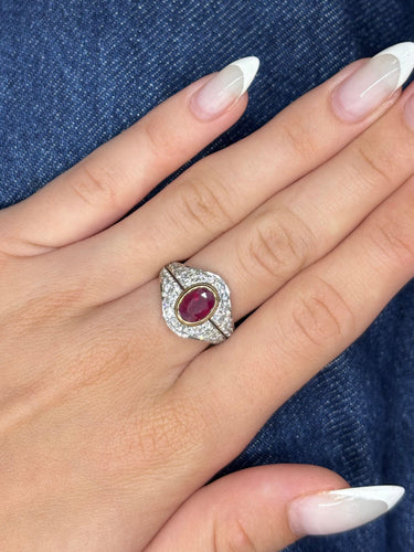 Bague 53 Bague ancienne or jaune rubis et diamants 58 Facettes 880