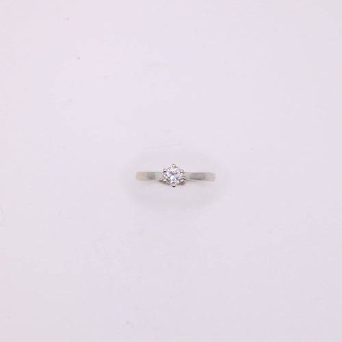 Bague Solitaire or blanc 18k, diamant 0,25 carat 58 Facettes