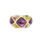 Bague 52 Amethyst and Peridot Ring Harlequin Band Estate Yellow Gold 58 Facettes G13159