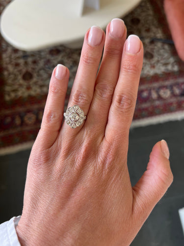 Bague Art Déco white gold and diamond ring 58 Facettes