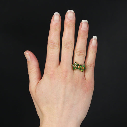 Bague 55 Bague fleurs tourmalines et saphirs jaunes 58 Facettes 24-054