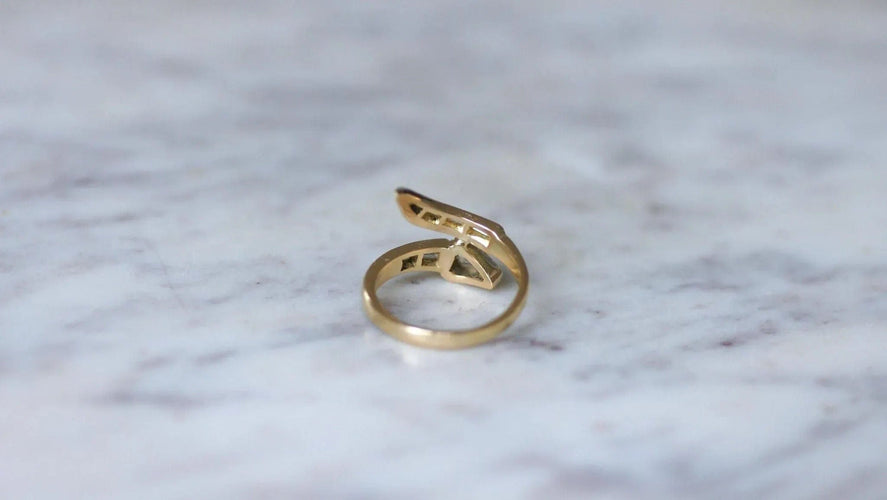 Bague 54 Bague Serpent Diamants Superman et Trapèze sur Or Jaune 58 Facettes
