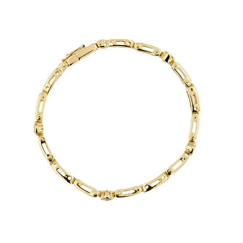 Geelgouden armband met segmenten, saffieren en diamanten 
