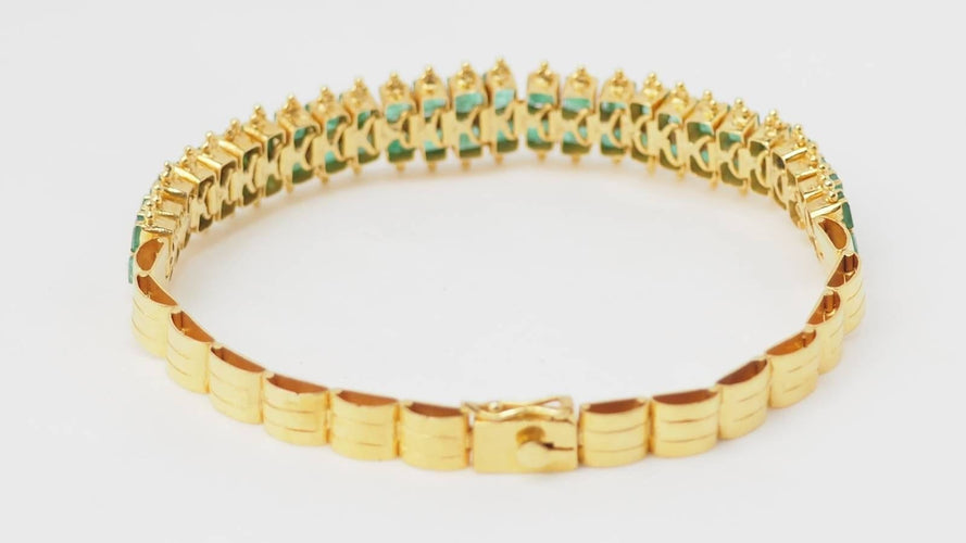 Bracelet Bracelet souple ancien en or jaune et émeraudes 58 Facettes 32752