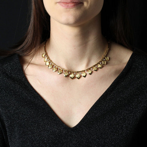Collier Collier ancien aux éventails diamants 58 Facettes 22-594