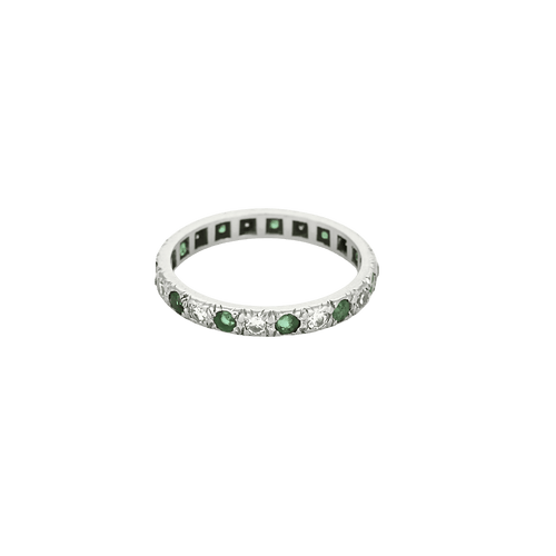 Amerikkalainen Vihkisormus sormus timanteilla ja smaragdeilla 