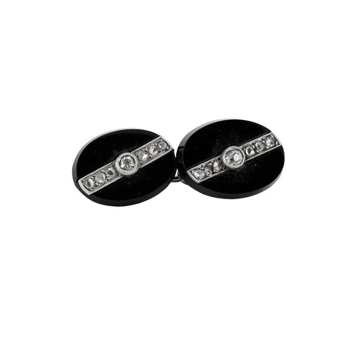 Boutons de manchette Bontons de manchettes 1930 en onyx et diamants. 58 Facettes P21L12