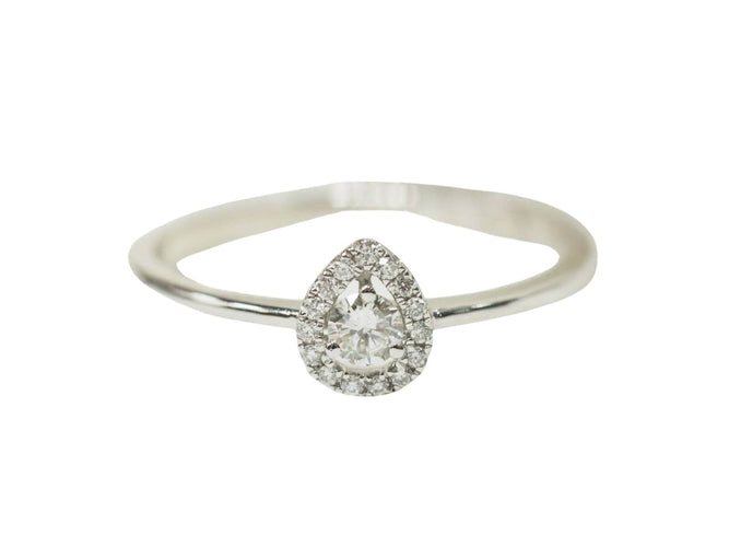 Bague Solitaire en or blanc et diamants en forme de poire 58 Facettes 24978