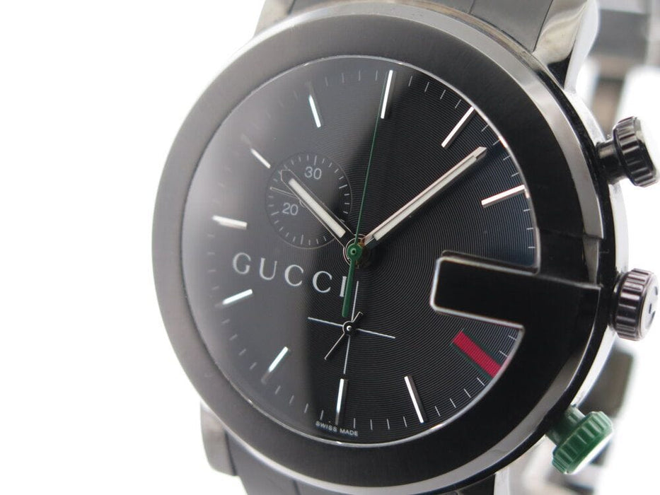 Montre montre GUCCI chrono 43 mm quartz acier brosse noir 58 Facettes 263914