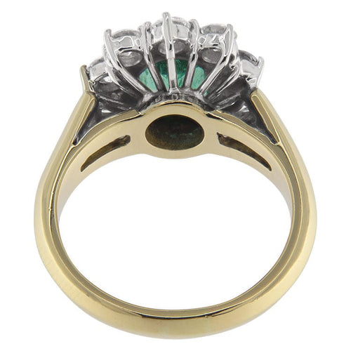 Bague 57 Bague en or jaune et blanc entourée d'émeraudes et de diamants 58 Facettes G3457-1