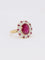 Bague 51 Bague marguerite vintage or jaune diamants rubis ovale 2,2 ct 58 Facettes J381