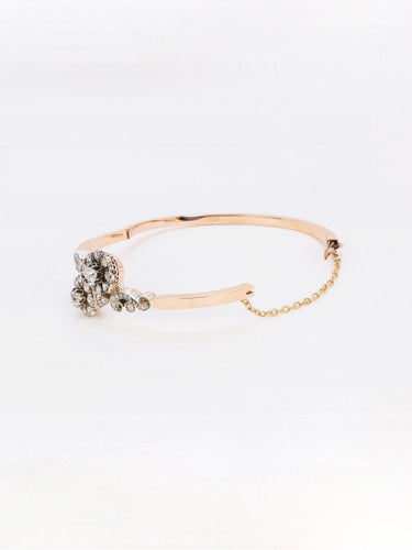 Bracelet Bracelet jonc Napoléon III or rose diamants taille rose 58 Facettes 1090.1