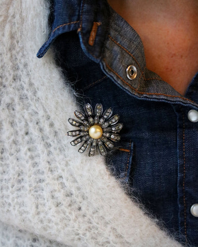 Bague 53 Bague Marguerite Perle Gold et Diamants "Les Recyclés" 58 Facettes A9885 F1987