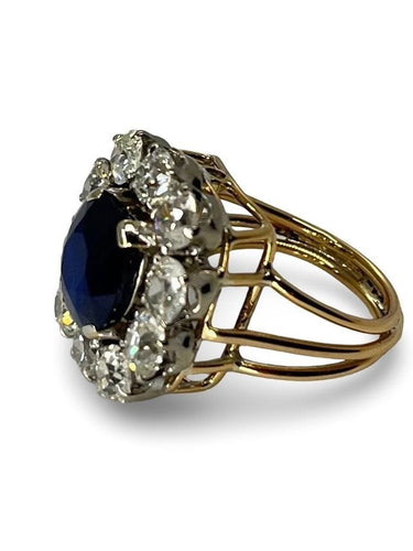 Bague 51 Bague vintage or rose saphir 3 ct et diamants 3 ct 58 Facettes 75801