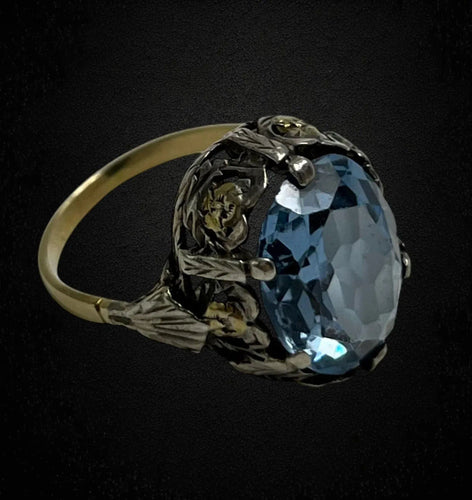 Bague Bague française du début des années 1900 avec spinelle bleu 58 Facettes