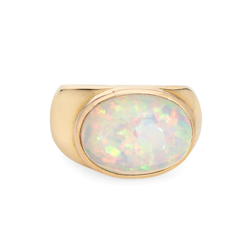Bague 61 Bague opale éthiopienne 10 carats, chevalière est-ouest 58 Facettes G13202