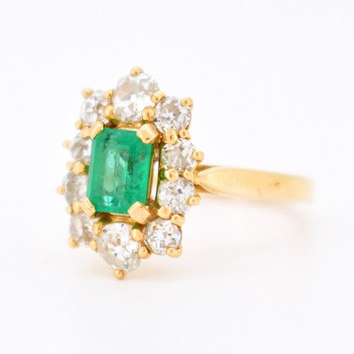 Bague 52 Bague Pompadour Vintage Or 18 Carats, Émeraude Naturelle et Diamants 58 Facettes 281