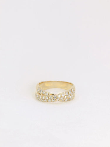 Bague 52 Bague double vintage en or jaune et diamants 58 Facettes J125