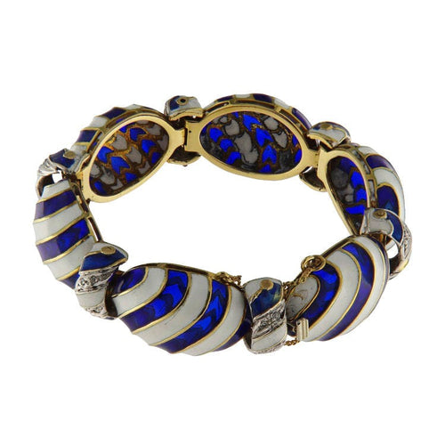 Bracelet Bracelet en or jaune avec émail et diamants 58 Facettes G3843