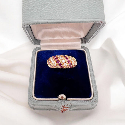 Bague 54 Bague Jonc Or 18k Diamants et Rubis naturels 58 Facettes