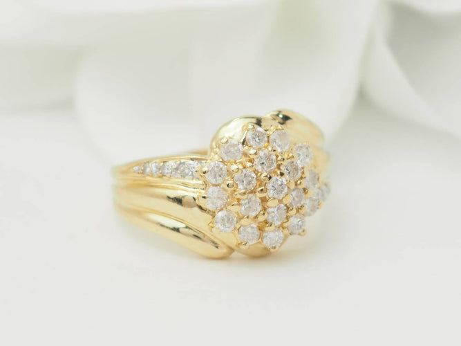 Bague 52 Bague en or jaune pavage de diamants 58 Facettes 33391
