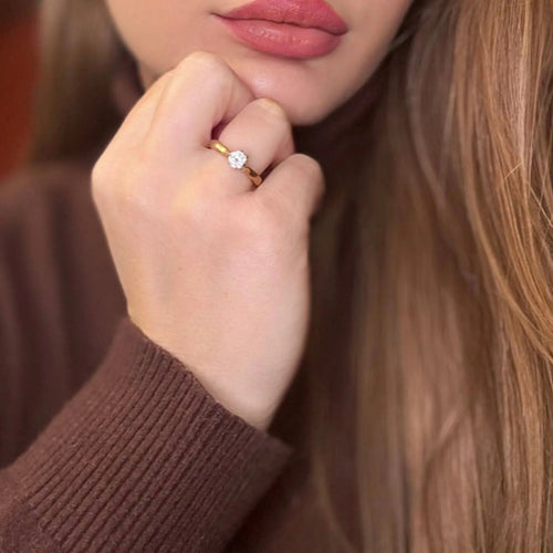 Bague Solitaire Or Jaune 18k & Diamant 58 Facettes 102-GS30652-01