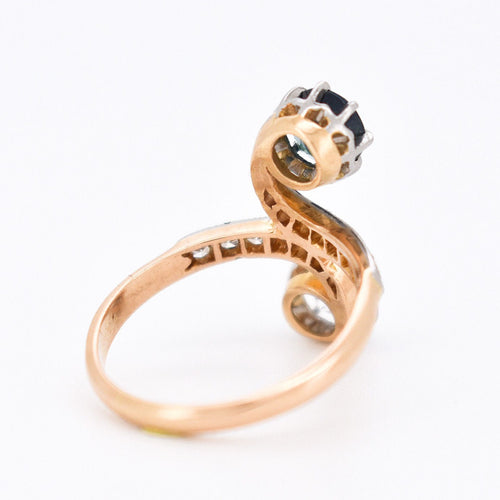 Bague 53 Bague Toi et Moi Diamants et Saphir, Belle Époque 58 Facettes 435