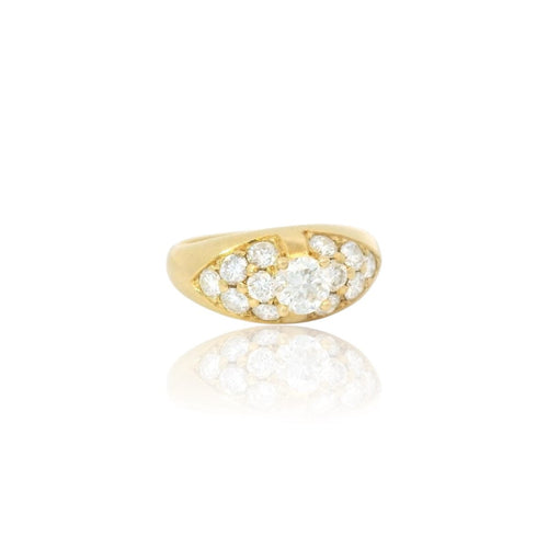 Anel de diamantes em ouro amarelo dos anos 1980 