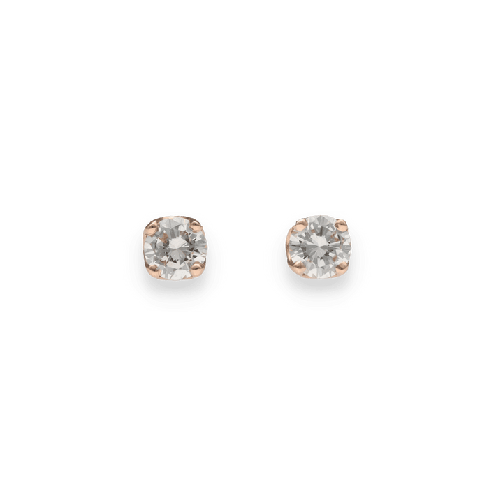 Roségouden oorbellen met twee diamanten