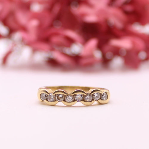 Bague Alliance Demi-tour diamants sertis sur or jaune 58 Facettes