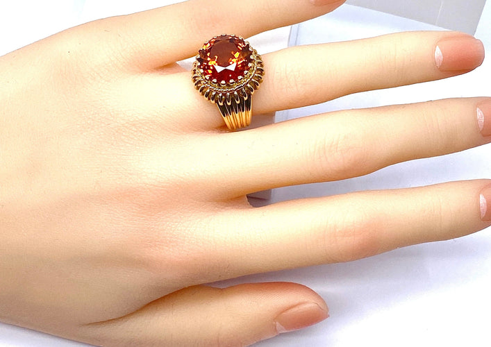 Bague 51.5 Bague en or jaune 18 carats et citrine Madère 58 Facettes AB496