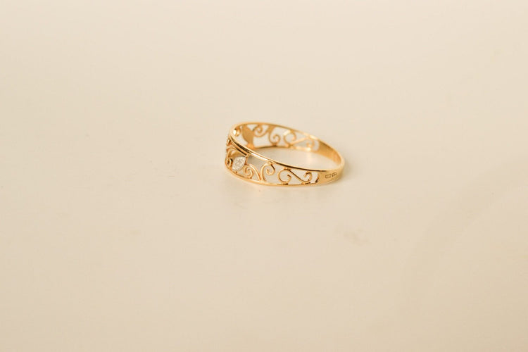 Bague 56 Bague 2 Ors Décor Filigrané Art Nouveau 58 Facettes 3642