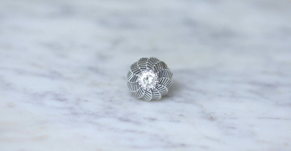 Bague 45.5 Bague Boule Spirale Diamant et Platine 58 Facettes