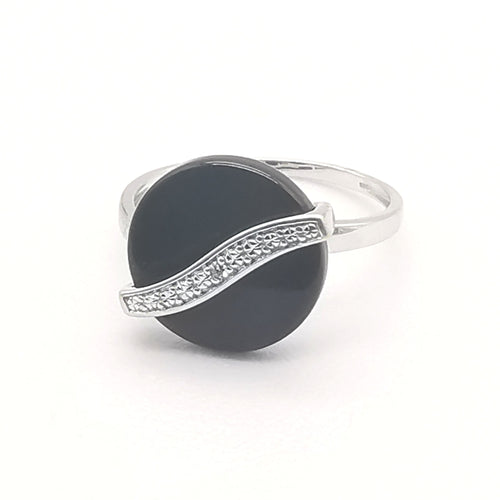Bague 56 Bague or onyx & diamant 58 Facettes