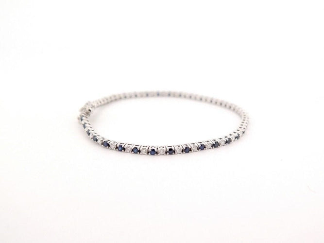 Bracelet bracelet riviere de diamants et saphirs 2ct maille tennis en or blanc 58 Facettes 260237