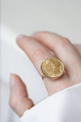 Anel de moeda de ouro de 10 francos Cérès