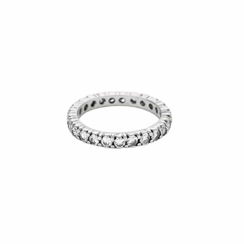 Bague 53,5 Alliance Américaine or blanc et diamants 58 Facettes ROM11862