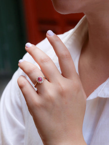Bague 52.5 Bague marguerite saphir rose 58 Facettes J387