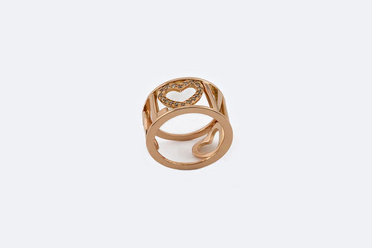 Bague 17 / Oro Rosa Anello in oro rosa LOVE con diamanti 58 Facettes ANL714