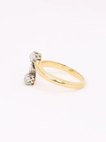 Bague 52 Bague toi et moi or jaune diamants old mine cut 58 Facettes J608