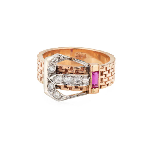 Bague 52 Bague Boucle Rétro Bande Diamant Or Rose 58 Facettes 15467