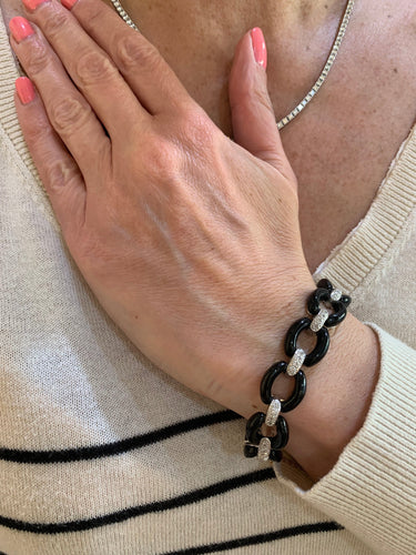 Bracelet Bracelet or gris, diamants, céramique 58 Facettes BRA106