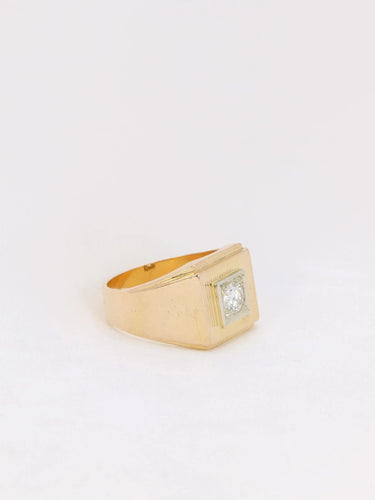 Bague 56.5 Bague chevalière vintage en or et diamants 58 Facettes J142