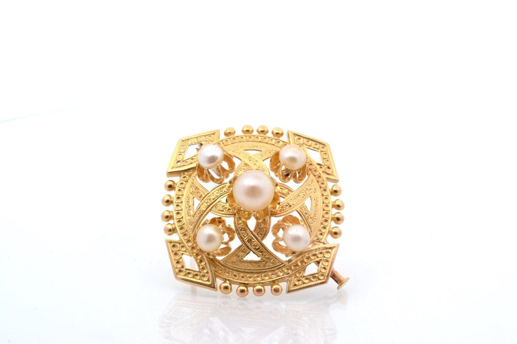 Spilla Spilla antica in oro e perle fini 58 Facettes 27815